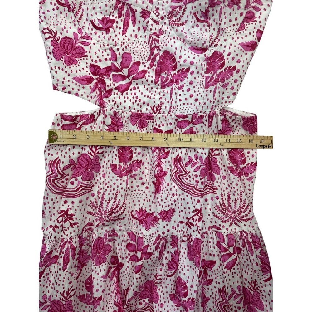 NWT Zara Women's L Strappy Floral Cut-Out Maxi Dress Pink White Resort Tropical - Picture 9 of 14